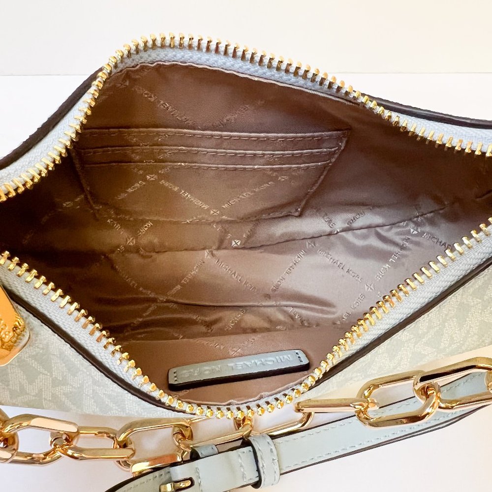 Michael Kors Cora Medium Shoulder Crossbody Bag MK Pale Ocean Blue - Picture 12 of 12